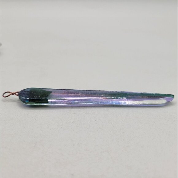 Handmade Fused Glass Icicle Ornaments Multicolor Iridescent Set of 10 - Picture 4 of 7